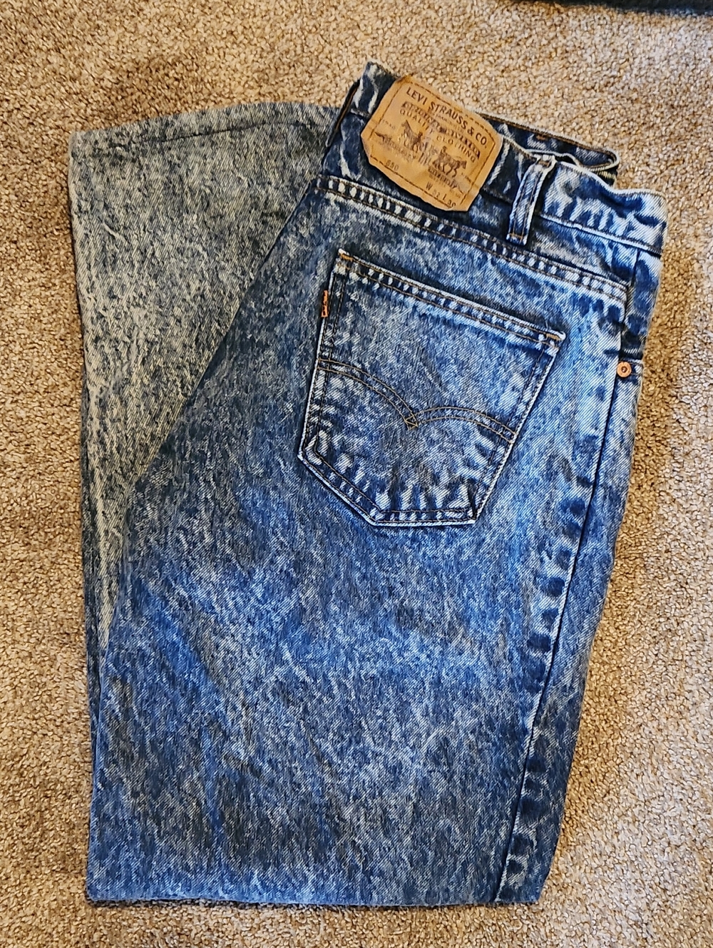 Vtg Levis 550 Jeans Men 32x30 Act. 90s USA Orange Tab Tapered Acid Wash Denim